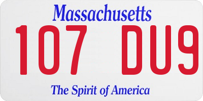 MA license plate 107DU9