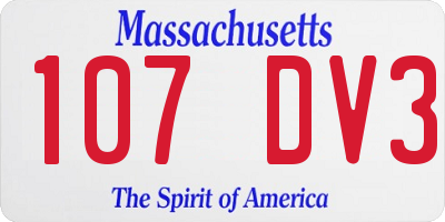 MA license plate 107DV3