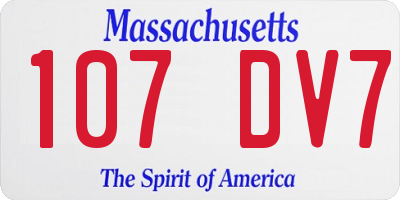 MA license plate 107DV7