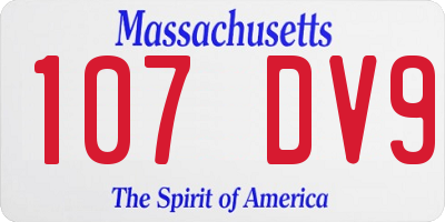 MA license plate 107DV9