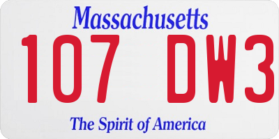 MA license plate 107DW3