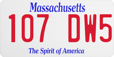 MA license plate 107DW5