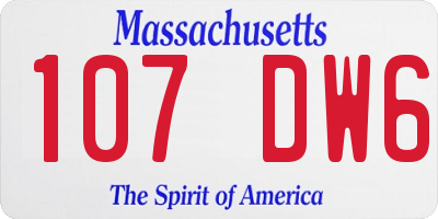 MA license plate 107DW6