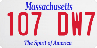 MA license plate 107DW7