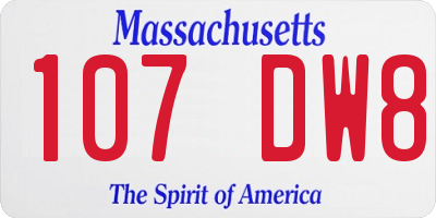 MA license plate 107DW8