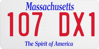 MA license plate 107DX1