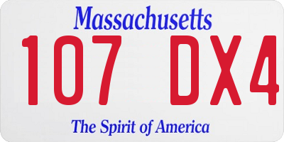 MA license plate 107DX4