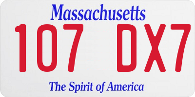 MA license plate 107DX7