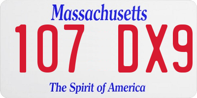 MA license plate 107DX9