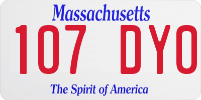 MA license plate 107DY0