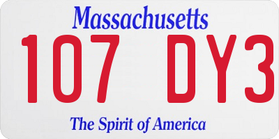 MA license plate 107DY3
