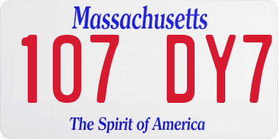 MA license plate 107DY7