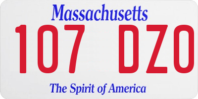 MA license plate 107DZ0