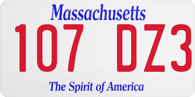 MA license plate 107DZ3