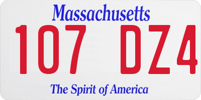 MA license plate 107DZ4