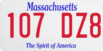 MA license plate 107DZ8