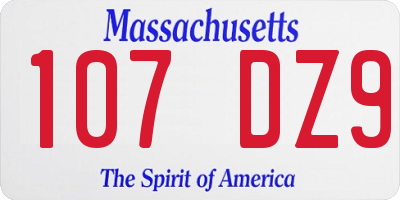 MA license plate 107DZ9