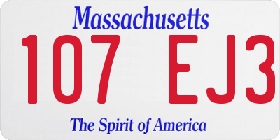 MA license plate 107EJ3