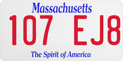 MA license plate 107EJ8