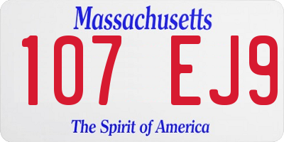 MA license plate 107EJ9