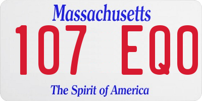 MA license plate 107EQ0