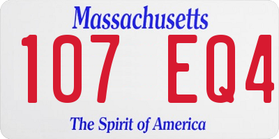 MA license plate 107EQ4