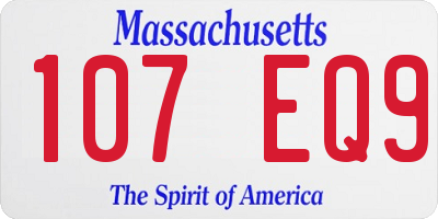 MA license plate 107EQ9