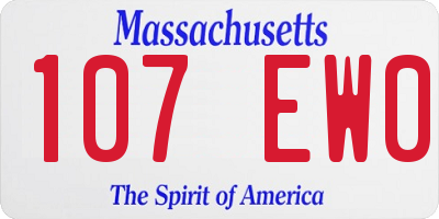 MA license plate 107EW0