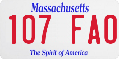 MA license plate 107FA0