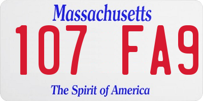 MA license plate 107FA9