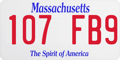 MA license plate 107FB9