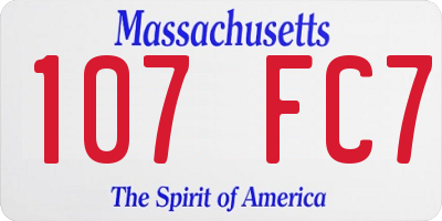 MA license plate 107FC7