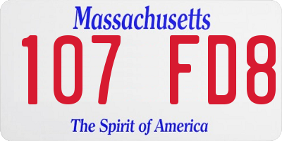 MA license plate 107FD8