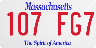 MA license plate 107FG7