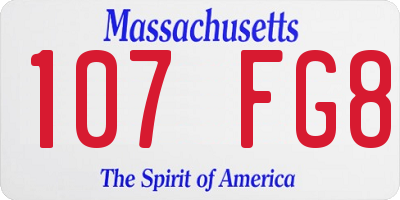 MA license plate 107FG8