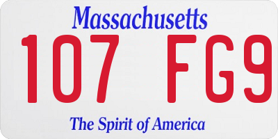 MA license plate 107FG9