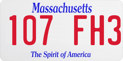 MA license plate 107FH3