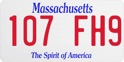 MA license plate 107FH9