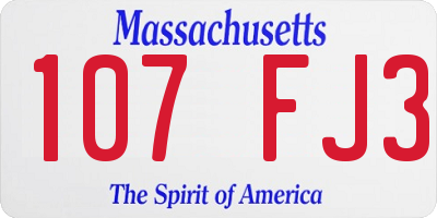 MA license plate 107FJ3