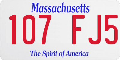 MA license plate 107FJ5
