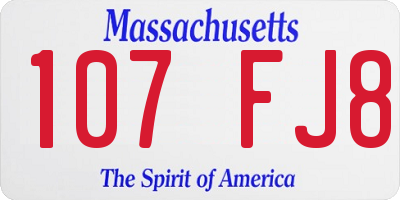 MA license plate 107FJ8