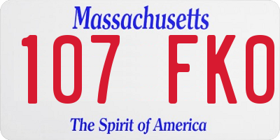 MA license plate 107FK0