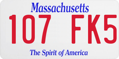 MA license plate 107FK5