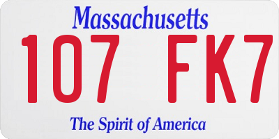 MA license plate 107FK7