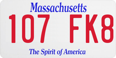 MA license plate 107FK8