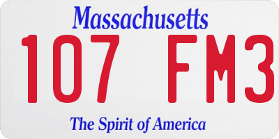 MA license plate 107FM3