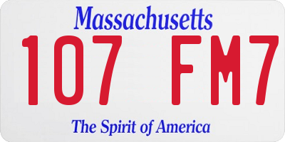 MA license plate 107FM7