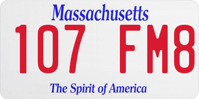 MA license plate 107FM8