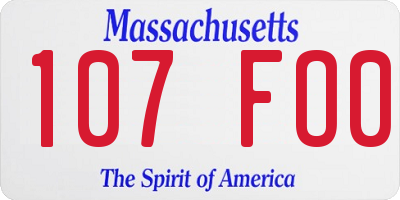MA license plate 107FO0
