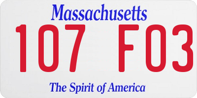 MA license plate 107FO3